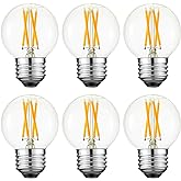 Arberlic G16.5 Light Bulb LED,4W E26 LED Bulb dimmable Equivalent E26 40 watt Light Bulb,Warm White 2700K,400lm,CRI85+,AC120V,Edison Style,Clear Glass,Flicker Free,Pack of 6