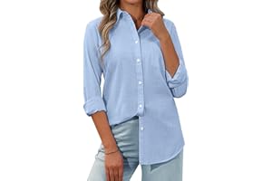 siliteelon Womens Button Down Shirt Linen Button Up Shirts for Women Long Sleeve Summer Shirt Collared Blouse Linen Tops