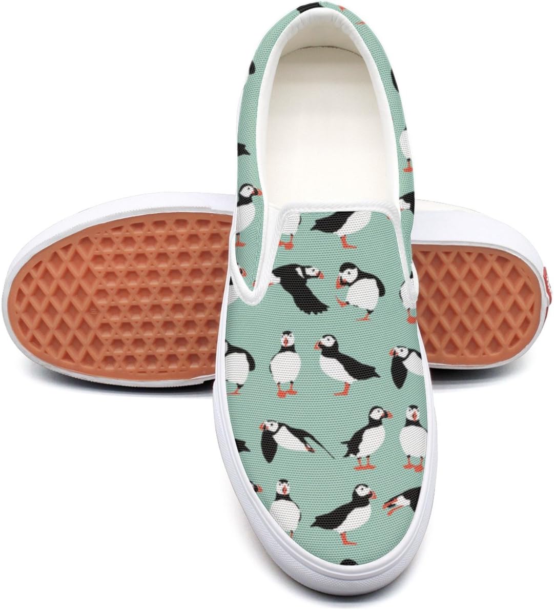 SEERTED Tiny Winter Puffin Bird Pattern School Sneakers for Women