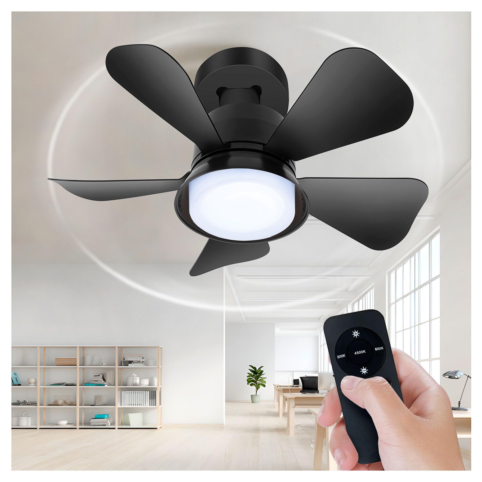 Photo 1 of NBKLS Low Profile Ceiling Fans with Lights and Remote Control, Modern Flush Mount Ceiling Fan, LED Dimmable Quiet Small Ceiling Fan for Bedroom Farmhouse
