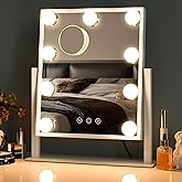Sucedey Makeup Mirror with Lights, 14x12 '' Lighted Vanity Mirror with 9 Bulbs, 3 Color Mode and Dimming, Touch Control, Deta