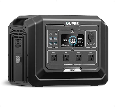 OUPES Mega 1 Portable Power Station 2000W (Surge 4500W), 1024Wh LiFePO4 Battery Solar Generator, Expandable to 5kWh, UPS, for Home Backup Power, Camping & Road Trips (Solar Panel Optional)
