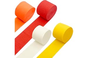 PheiLa Fall Party Supplies, 4 Rolls Yellow Beige Orange Red Crepe Paper Streamers for Fall Backdrop Wedding Birthday Baby Shower Thanksgiving Day Art Craft Decors, 1.77 Inch x 82 Ft/Roll, 328ft