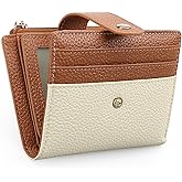 GOIACII Small Women's Wallet Cute Credit Card Holder RFID Blocking Leather Billfold Beige Brown
