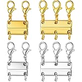 KFHENSOMR 4Pcs Layering Necklace Clasp Gold and Silver Multi Separator Connector, Multiple Stackable Necklace Clasps&Closures Jewelry Closures for Jewelry Chains Layered Look