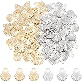 UNICRAFTALE 100Pcs 2 Colors Ocean Seashell Charms 304 Stainless Steel Shell Charm Metal Sea Animals Pendants Hole 1mm for DIY Bracelets Necklace Earrings Jewelry Making
