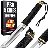 Tanto Knife with Sheath - 3+ Colors - 5.9" Fixed Full Tang Mirror Polished Blade - Cool Tactical Knives with Black Paracord Handle - for Hunting Camping Military Survival Hiking Work 2307 Silver