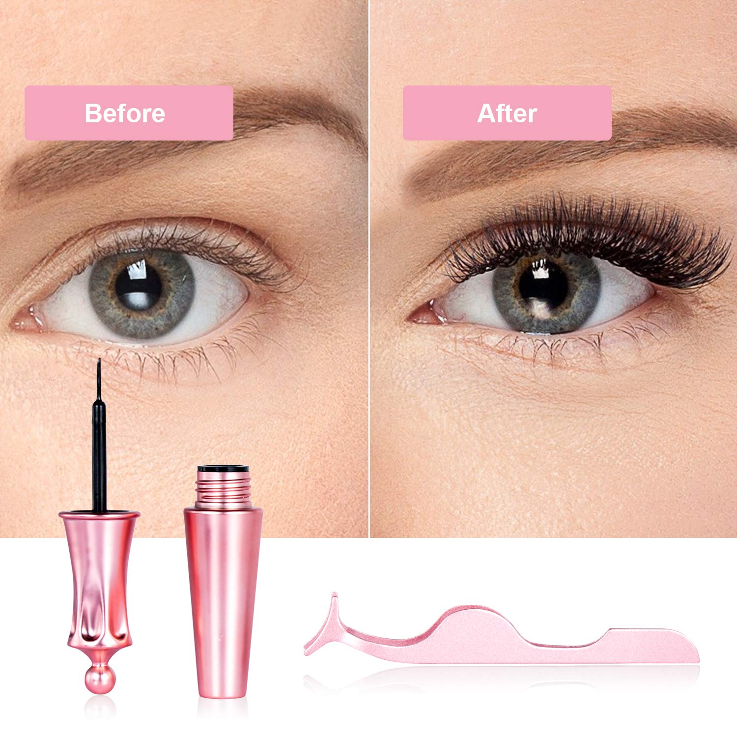 [5 Pairs] Magnetic Eyelashes and Eyeliner Kit, Lanvier Reusable 3D Magnetic False Lashes Extension No Glue Needed - Black : Beauty