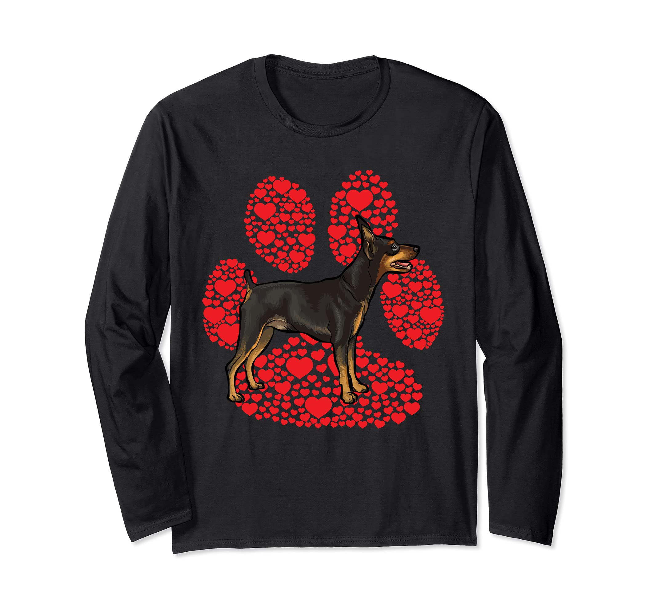 Miniature Pinscher Valentines Day Dog Love Paw Long Sleeve T-Shirt