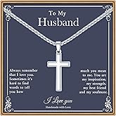 Ieftop Gifts for Men - Cross Necklace Gifts for Men, Black/Gold/Silver Cross Necklace Stainless Steel Cross Necklace for Men Gifts Dad Son Birthday Gifts for Dad Son Husband Necklace for Men