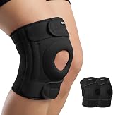 AVIDDA Knee Support 2 Pack Open Patella 3 Straps Compression Sleeve Black