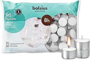 BOLSIUS Tea Lights Candles - Pack of 90 White Unscented Candle Lights with 8 Hour Burning Time - Tea Candles for Wedding, Hom