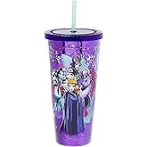 Silver Buffalo Disney Villains Confetti Cold Cup Featuring Cruella de Vil, Ursula, Evil Queen, and Maleficent, 32 Ounces