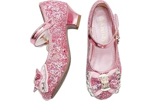 Amtidy Girls Dress Shoes Mary Jane Wedding Party Shoes Glitter Bridesmaids Princess Heels