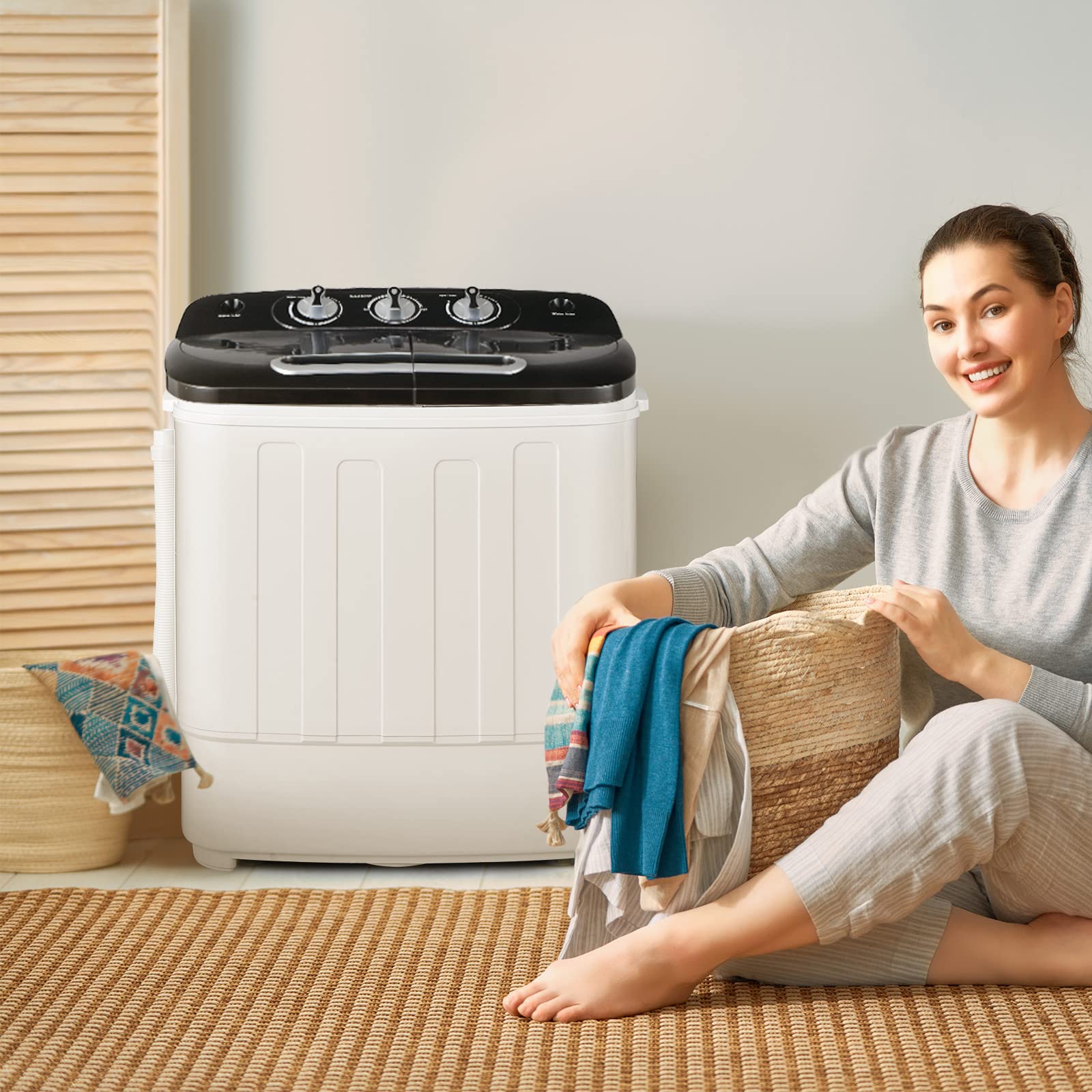 Tiktun Portable Washer and Dryer Combo XPB36-1288SA Mini Washing Machine, Black