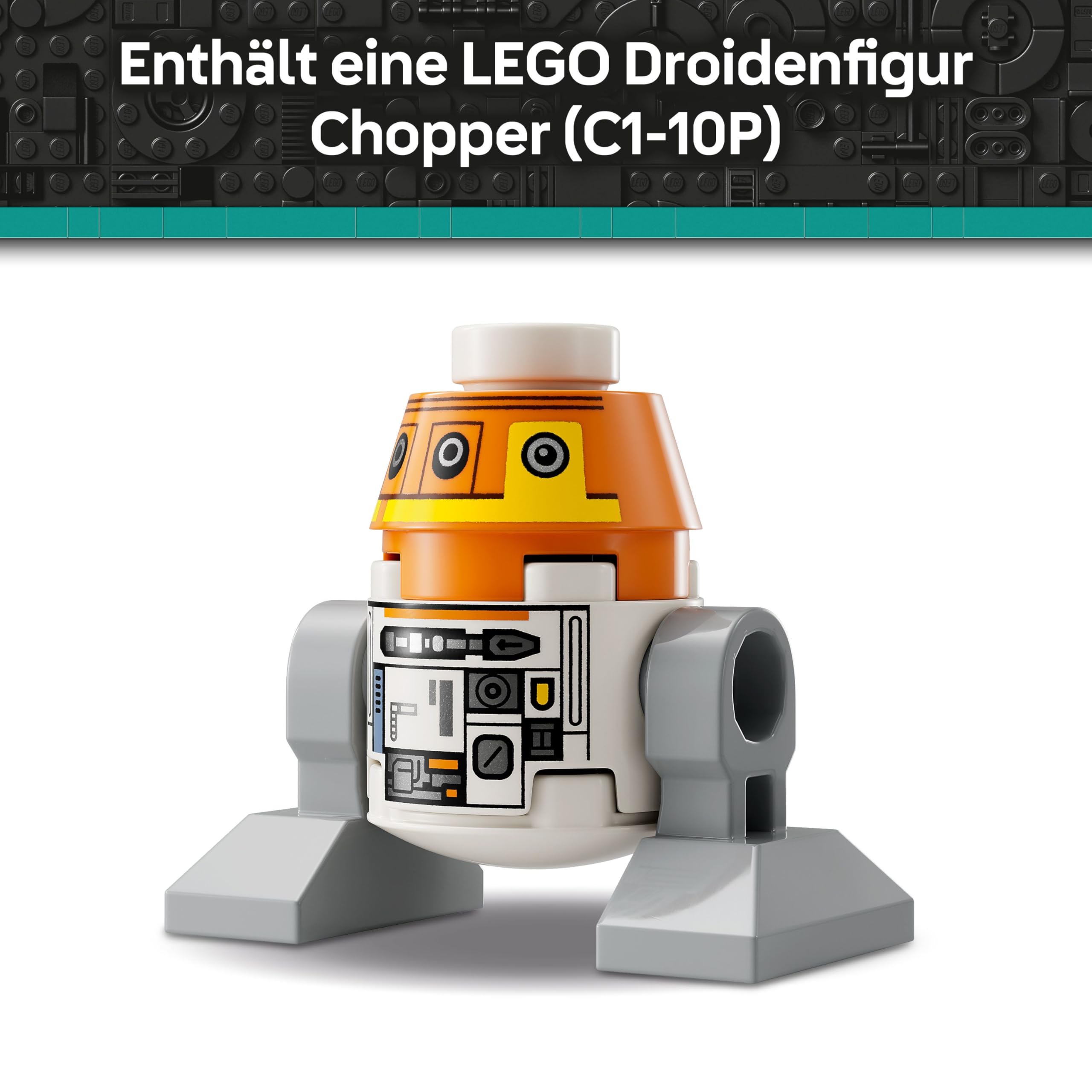 LEGO Star Wars 75416 Ahsoka Astromech-Droide Chopper (C1-10P) Figur - Spielzeug mit beweglichem Kopf, abnehmbaren Armen und Mittelrad - Geschenk für Ahsoka-Fans, Jungen und Mädchen ab 10 Jahren 6