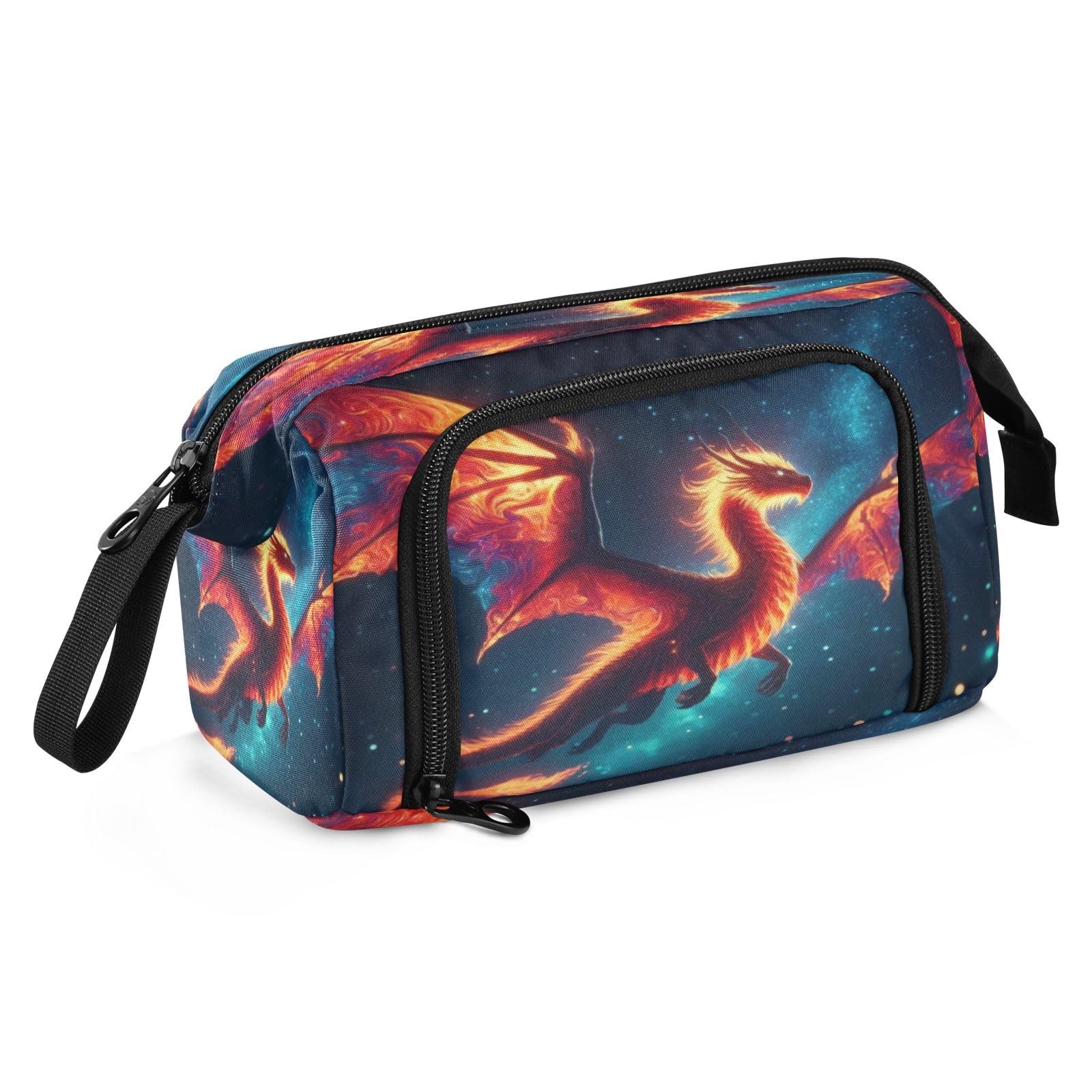 Mnsruu Dragon Fire in The Dark Night Big Capacity Pencil Case Pouch Pen Case Pencil Box Stationery Office Organizer Bag for Boys Girls — image 1