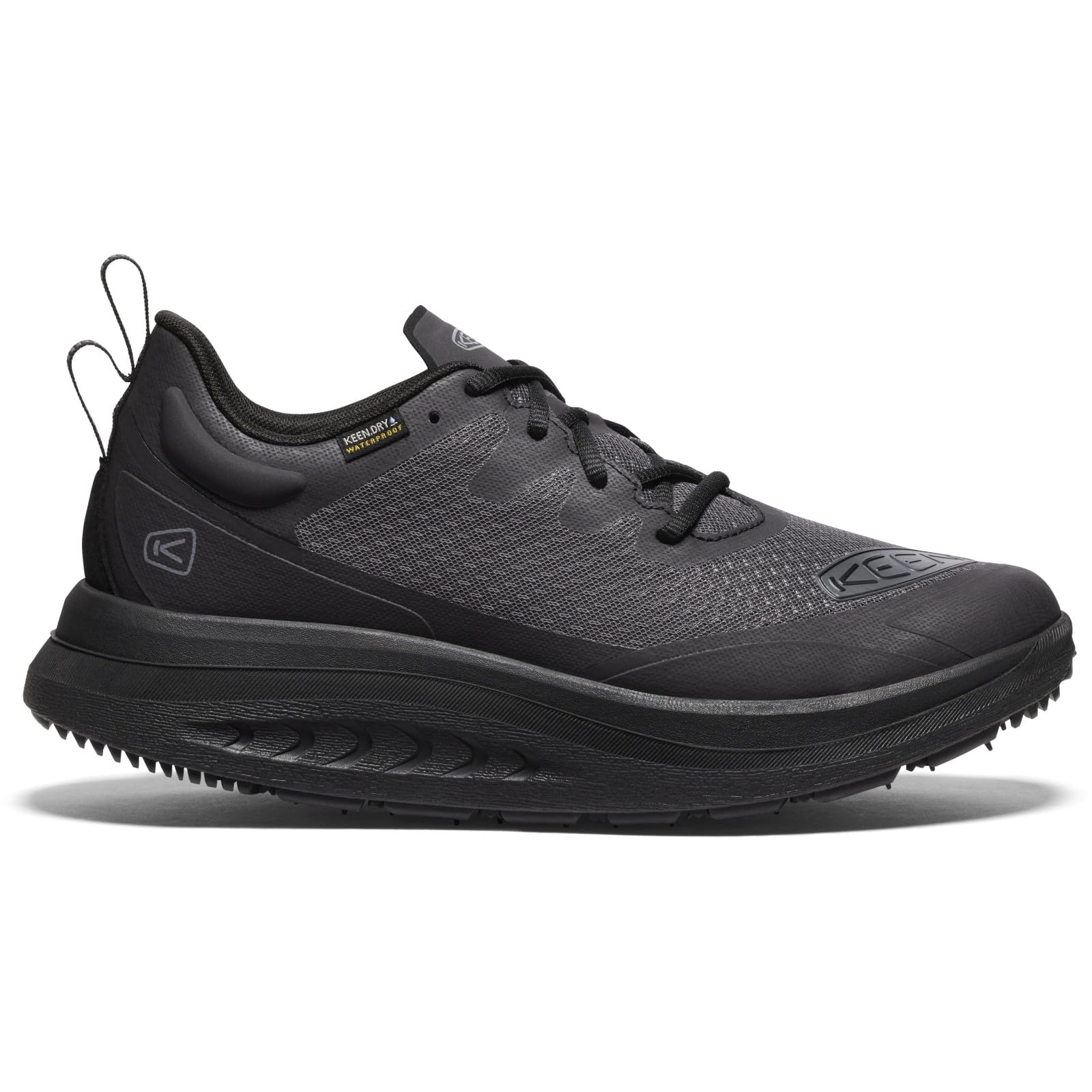 KEEN Women's WK400 Performance Waterproof Walking Shoes, Triple Black, 8.5
