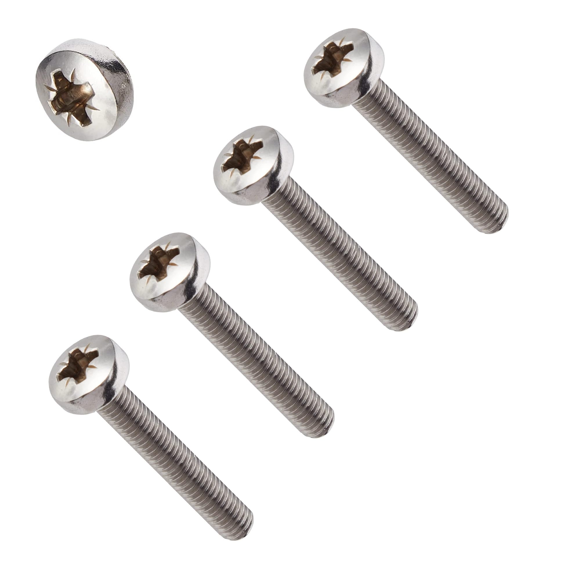 TERF® M8 X 60mm Pozi Pan Head Machine Screws Stainless Steel A2 (304) Machine Screw M8 (8mm) X 60mm Pozi Drive Pan Head Machine Screw Bolts - Pack of 4