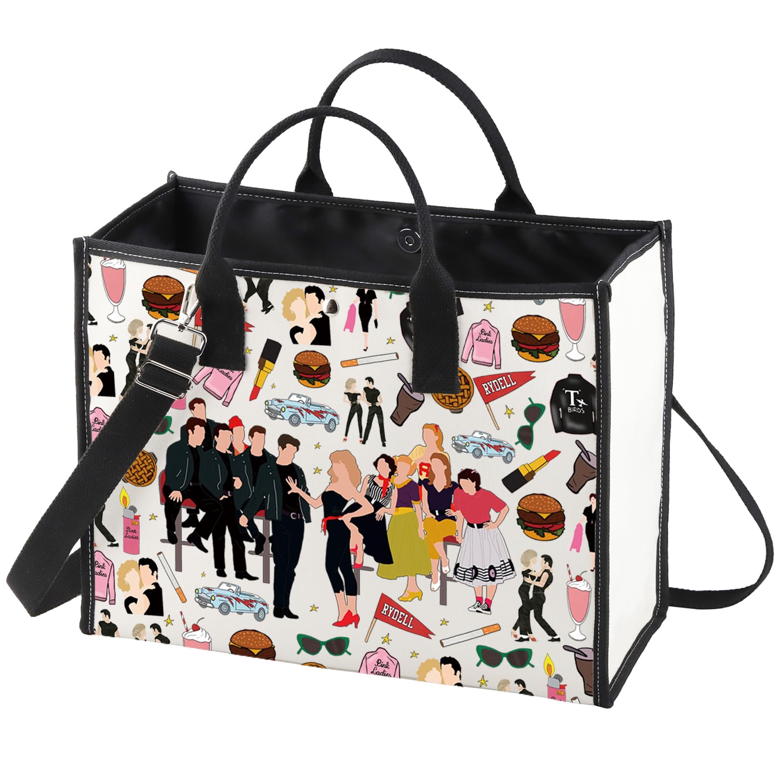 WZMPA Grease Danny & Sandy Travel Makeup Bag - Pink Ladies Inspired Gift - Broadway Musical Zipper Pouch Bag, RYDELL BG, Fit — image 1