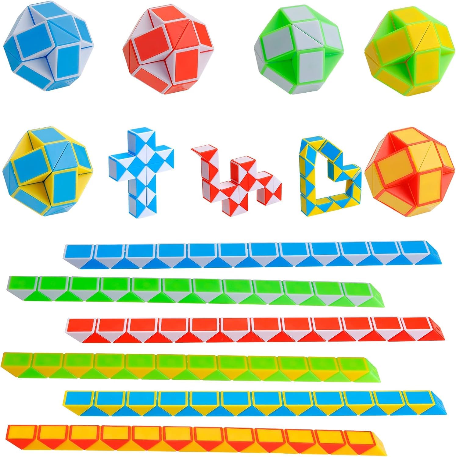 Party Bag Fillers for Kids - 12 Pack 24 Blocks Snake Fidget Toys for Kids Mini Magic Snake Cube for Kids 8-12 Boy Girls Gifts Classroom Holidays