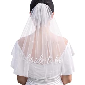 ADOME Wedding Veil Pearls 2 Tiers Bride to Be Bachelorette Gifts for Bride | Veils for Women Wedding Bachelorette Party Brida