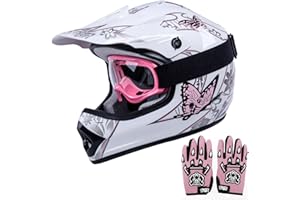TCT-MOTORPARTS DOT Youth Kids Dirt Bike Full Face Helmets Motocross ATV Offroad Four Wheeler Helmet Pink Butterfly Medium Size