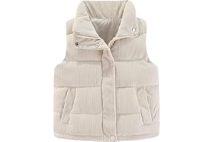 Happy Cherry Girls Corduroy Down Vest Kids Winter Warm Quilted Jacket Toddlers Sleeveless Coat Outerwear 1-8 Years
