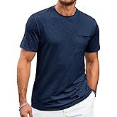Runcati Mens Short Sleeve T Shirts Crew Neck Casual Summer Basic Shirt Lightweight Tee Tops with Pocket