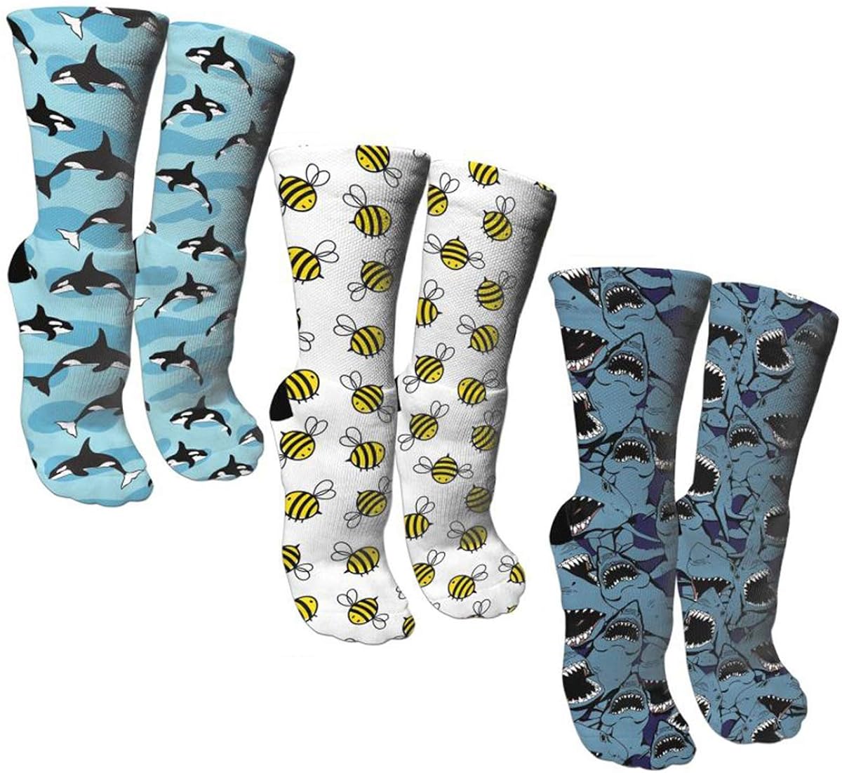 ULQUIEOR Women's Funny Cotton Novelty Dress Crew Athletic Socks 3 Pairs