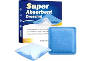 Super Absorbent Dressing Non-Adhesive Wound Pads 4'' x 4'' Ultra Absorbent Bandage for Wound Care Drainage Pressure Ulcers 6 