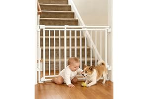 Baby Gate for Stairs, Doorways & Hallways with Auto Close – 26.4"-43" W x 29" H, Extra-Wide Walk Thru and No Bottom Bar for E
