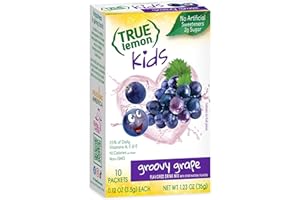 TRUE LEMON KIDS Groovy Grape (10 Packets) for Hydration - No Preservatives, No Artificial Flavors, No Artificial Sweeteners - Low Sugar Water Flavoring - Powdered Drink Mix for Kids