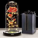 Touloube Galaxy Rose for Her Light Up Rose in Glass Dome Gift