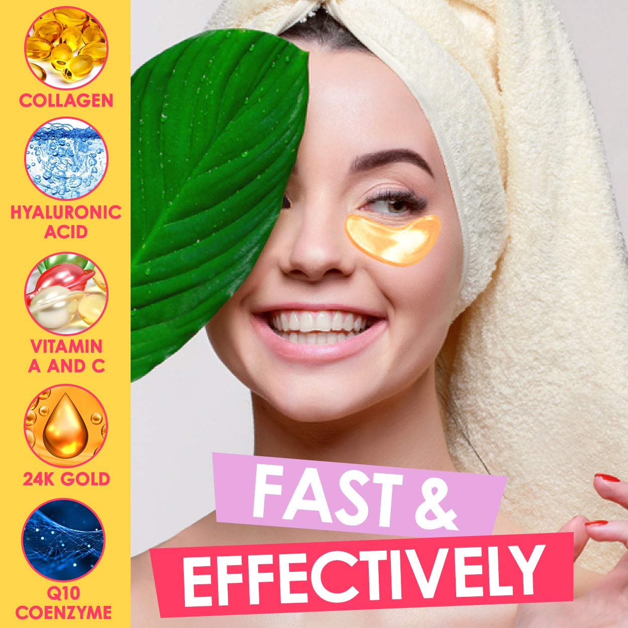 Cedlize Under Eye Collagen Patch, 24K GOLD ANTI-AGING MASK, Pads For Puffy Eyes & Bags, Dark Circles and Wrinkles, With Hyaluronic Acid, Hydrogel, Deep Moisturizing Improves Elasticity, 30 PAIRS: Beauty