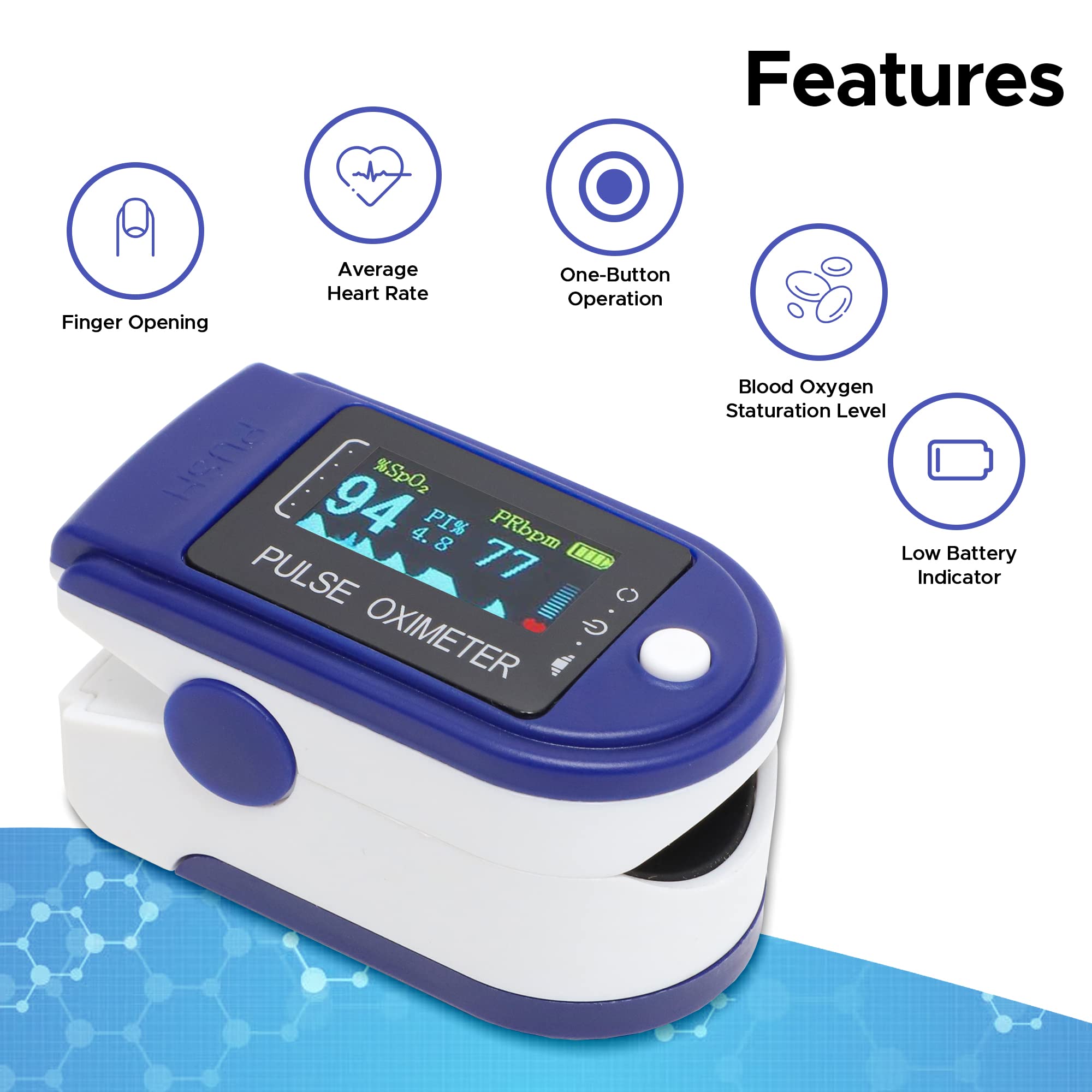 Pulse Oximeter, Finger Pulse Oximeter with OLED Display, Pulse Oximeter Fingertip, Blood Oxygen Saturation Monitor Finger, Heart Rate Monitor for Adult Child