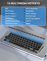 TECKNET 2.4G Wireless Keyboard Grey Ultra Slim 14 Shortcuts 12 Month Battery view 6