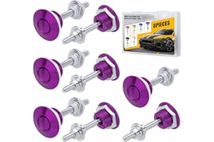 BORNPYE 8-Pieces Quick Latch Hood Pins Kit, 1.25 Inch, 304 Stainless Steel, Universal Bumper Quick Release Clips for Car, Push Button License Plate Lock with Solid Storage Case (Purple)