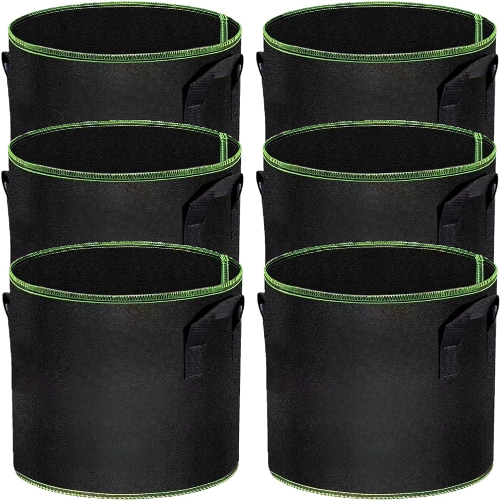 LATERN 6 Pack 5 Gallon Grow Bags, Heavy Duty Nonwoven Fabric Pots