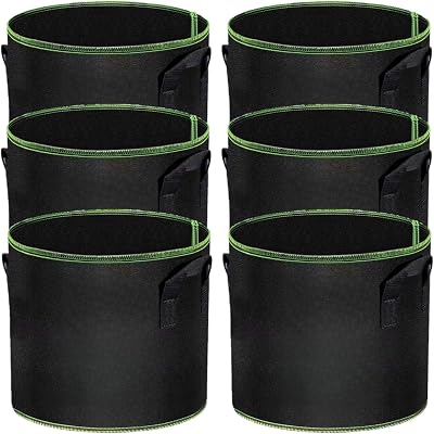 LATERN 6 Pack 5 Gallon Grow Bags, Heavy Duty Nonwoven Fabric Pots