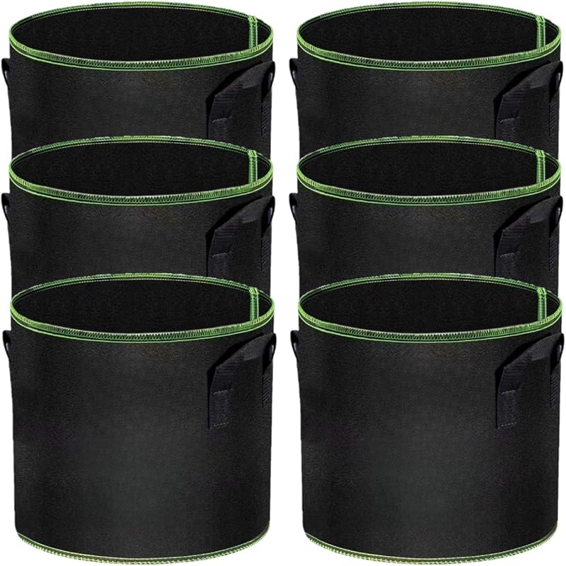 LATERN 6 Pack 5 Gallon Grow Bags, Heavy Duty Nonwoven Fabric Pots