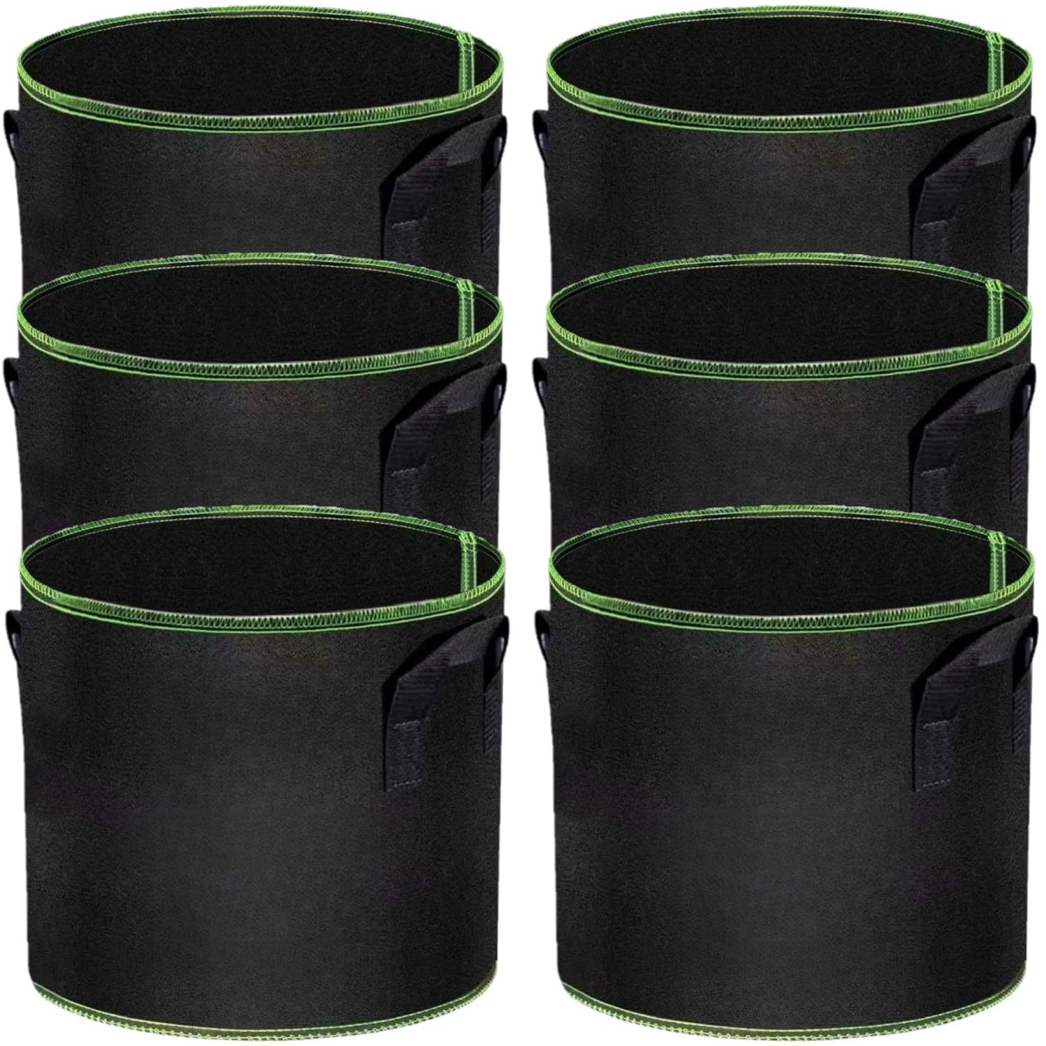 LATERN 6 Pack 5 Gallons Plant Growing Bags, Nonwoven Fabric Breathable Grow Bags Heavy Duty Thickened Root Aeration Garden Pots Container with Straps Handles, for Flowers Vegetables