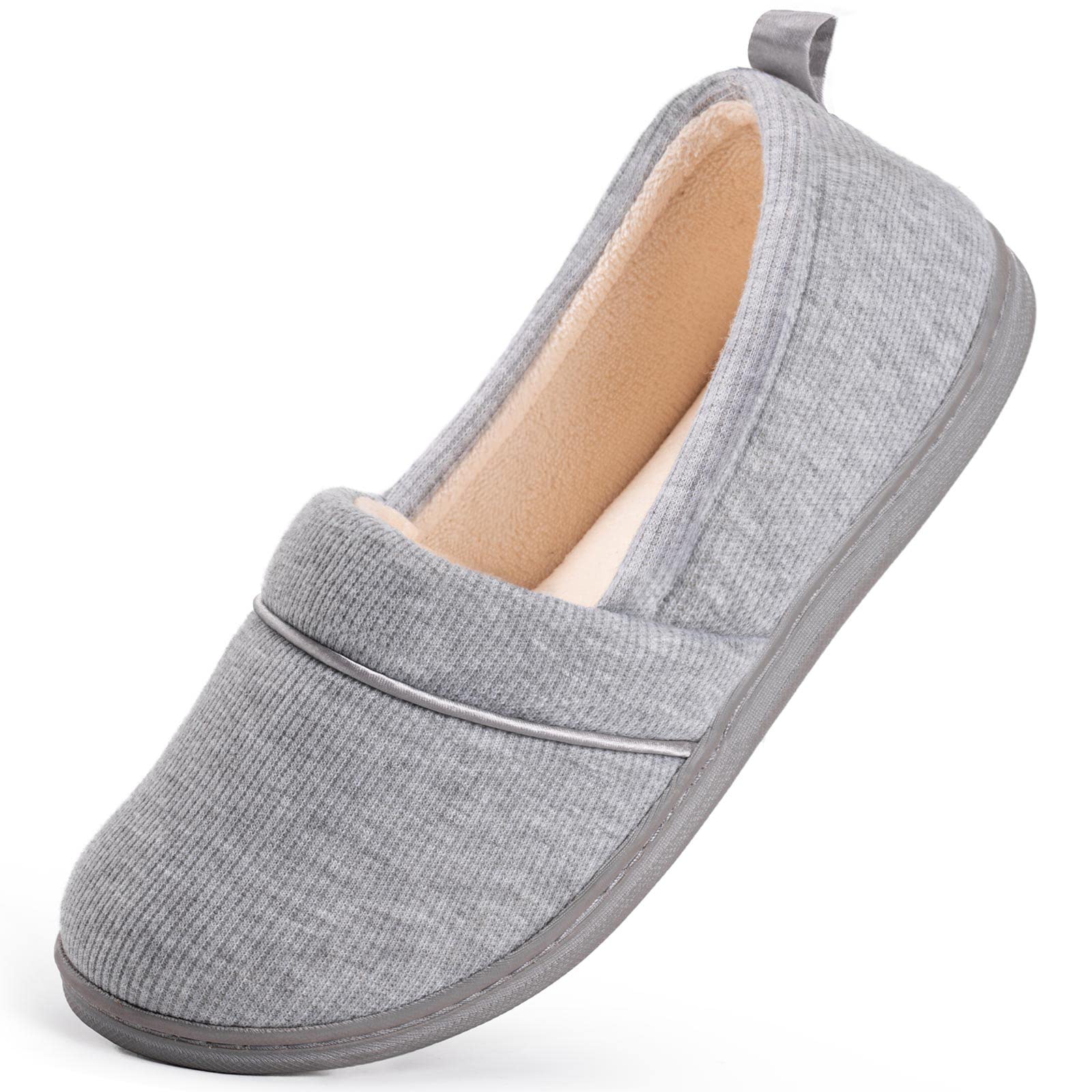 Photo 1 of HomeTop Women's Comfy Loafer Slippers Lightweight Memory Foam Non-slip Indoor House Shoes (10 B(M) US, Light Gray)