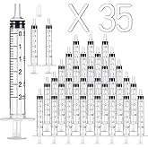 35 Pack 3ml Plastic Syringe Without Needle, Catheter Tip Individually Sealed for Liquid, Sterile - Syringes Tools for Feeding
