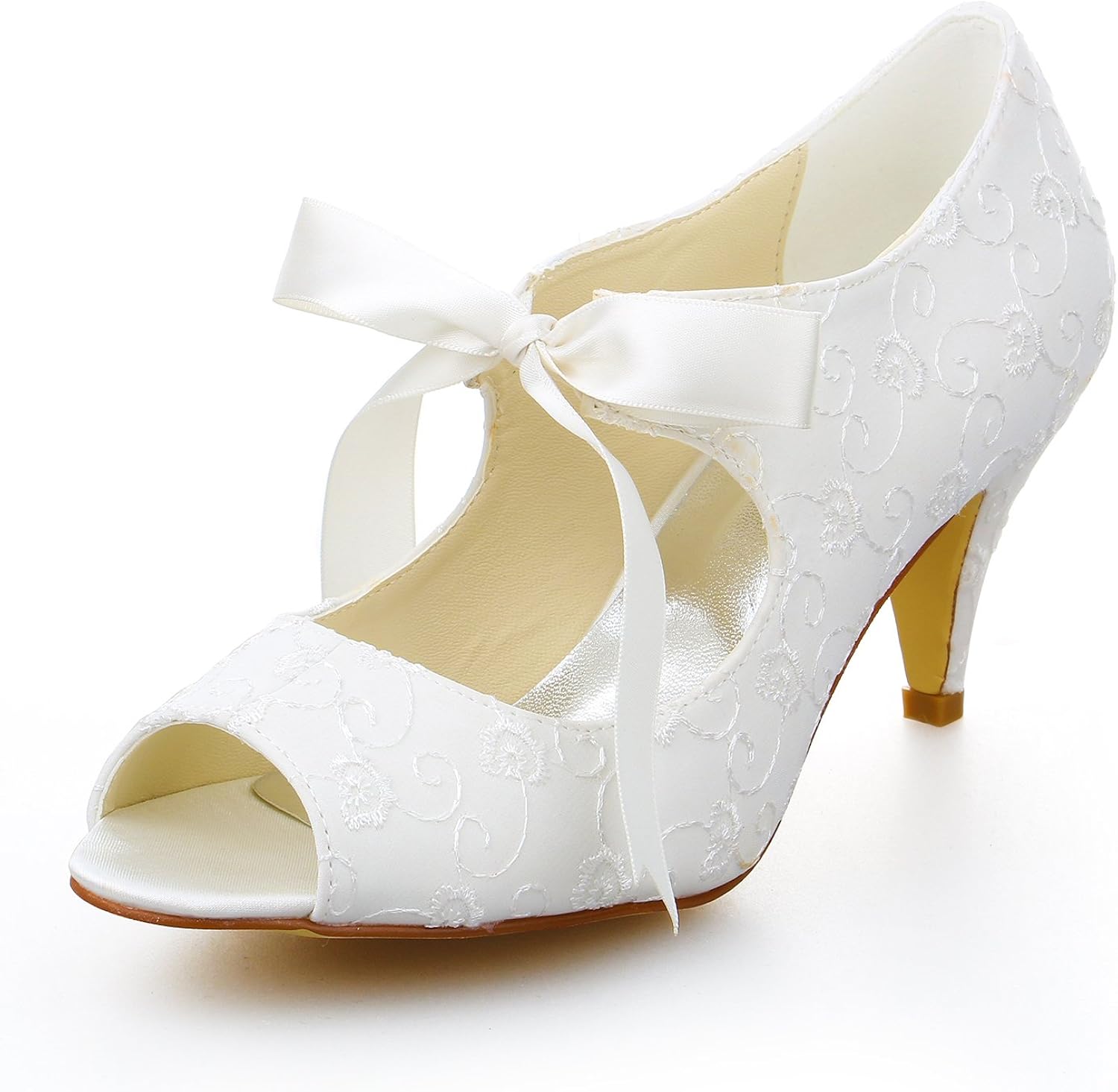 Jia Jia J5949416 Women S Bridal Shoes Peep Toe Mid Heel Satin