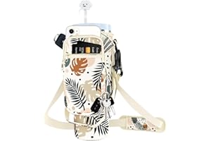 JIECH Water Bottle Holder with Strap for Stanley Water Bottle Pouch for Stanley 40oz/30oz Tumbler Water Bottle Carrier Purse with Phone & Earphone Pocket