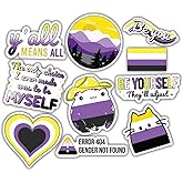 10pcs Nonbinary Stickers LGBTQ+ Pride Stickers Sheet LGBT Non Binary Pride Funny Gifts Multiple Different Design, Waterproof, UV- Resistant, Suitable for Tumbler, Laptop, Car, Truck