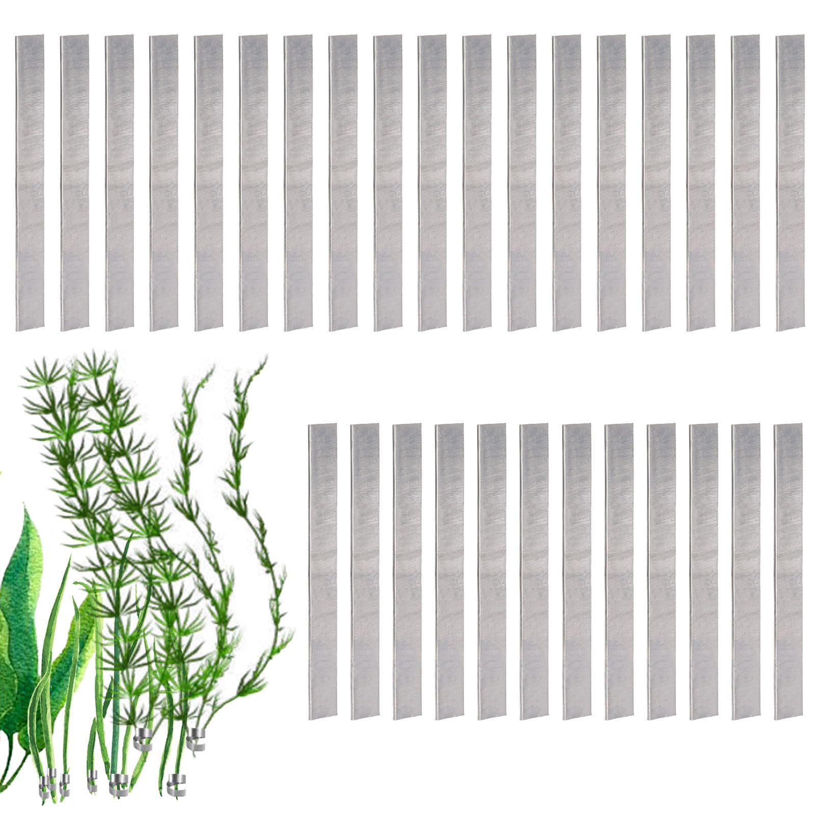 XIHIRCD 30pcs Aquarium Plant Weights: 7x1cm/2.76x0.39in Silver Metal Plant Anchors for Ponds Aquarium Prevent Plants Floating