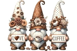 MYBISYMQQ Stamping Cross Stitch Kit Gnome and Flowers, Counting Cross Stitch Kit for Adult Beginners Coffee, Full Line DIY Cross Stitch Stitching Kit for Home Decor Cross Stitch Patterns 15.7x11.8inches