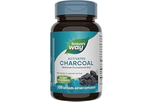 Nature's Way Activated Charcoal, Binds Unwanted Materials and Gas in the Digestive Tract*, 560 mg per 2-Capsule Serving, 100 Capsules (Packaging May Vary)